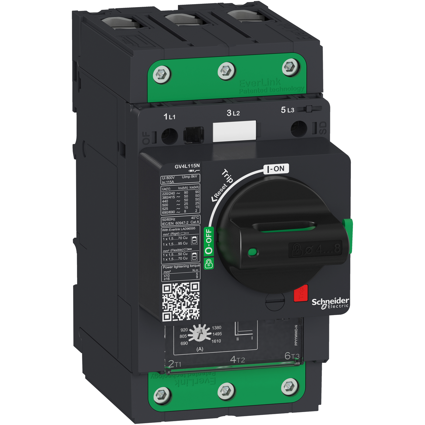 Schneider Electric-GV4L115N-TeSys GV - disjoncteur magnétique - In 115A - 50kA - Everlink