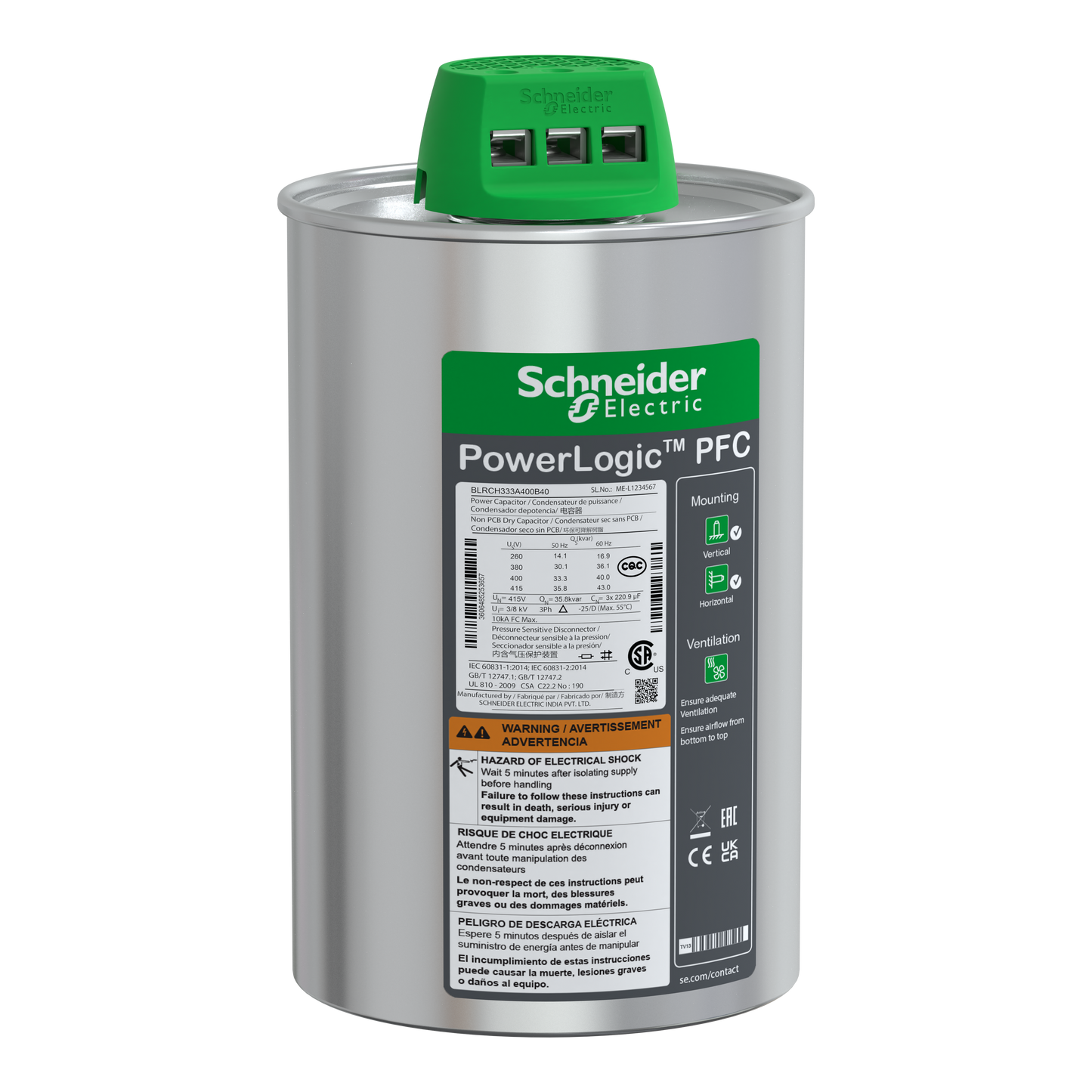 Schneider Electric-BLRCH333A400B40-CONDENSATEUR CAN HDY 33.3 /40KVAR 400V