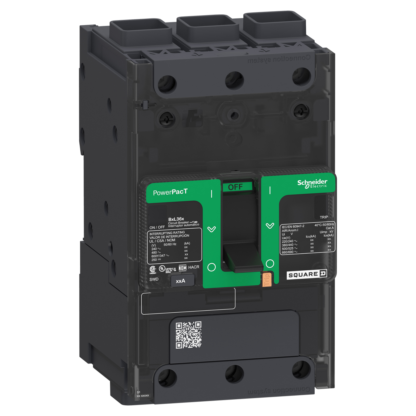Schneider Electric-BGF36125-PowerPact B - disjoncteur BG - 35kA 600Y/347V - TM125D - 3P - cosse