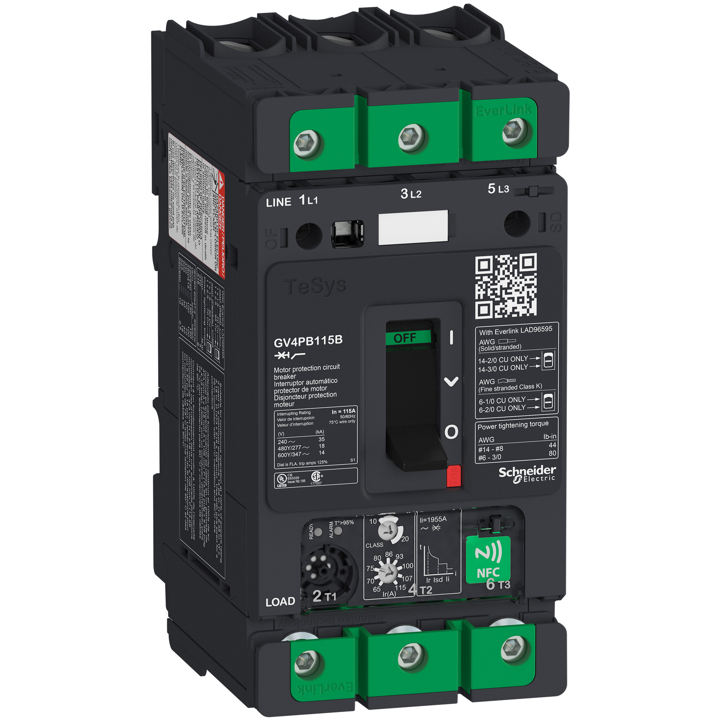 Schneider Electric-GV4PB115B-TeSys GV - disjoncteur magnéto-thermique - Ul - In 115A - 25kA - Everlink