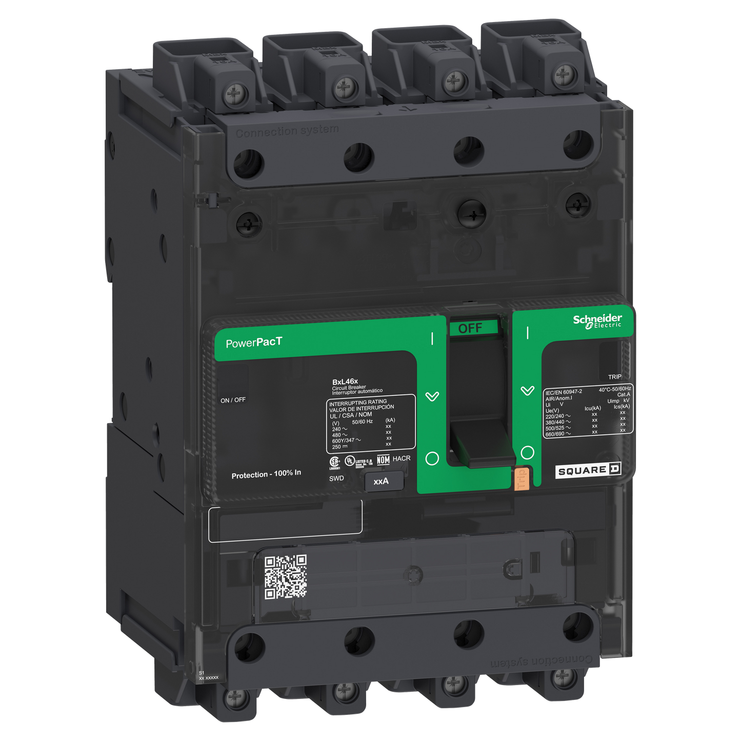 Schneider Electric-BGL46070LU-PowerPact B - disjoncteur BG - 35kA 600Y/347V - TM70D - 4P - Everlink
