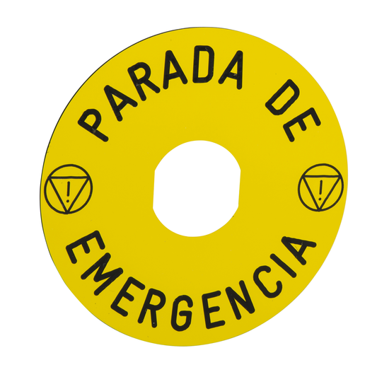 Schneider Electric-ZBY8430-Harmony étiquette circulaire Ø90mm jaune - logo EN13850 - PARADA DE EMERGENCIA