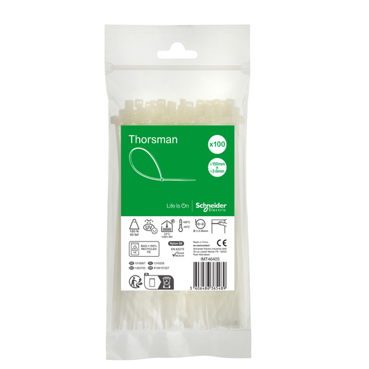 Schneider Electric-IMT46405-Thorsman colliers de serrage 150x3.6 Incolore, 100p