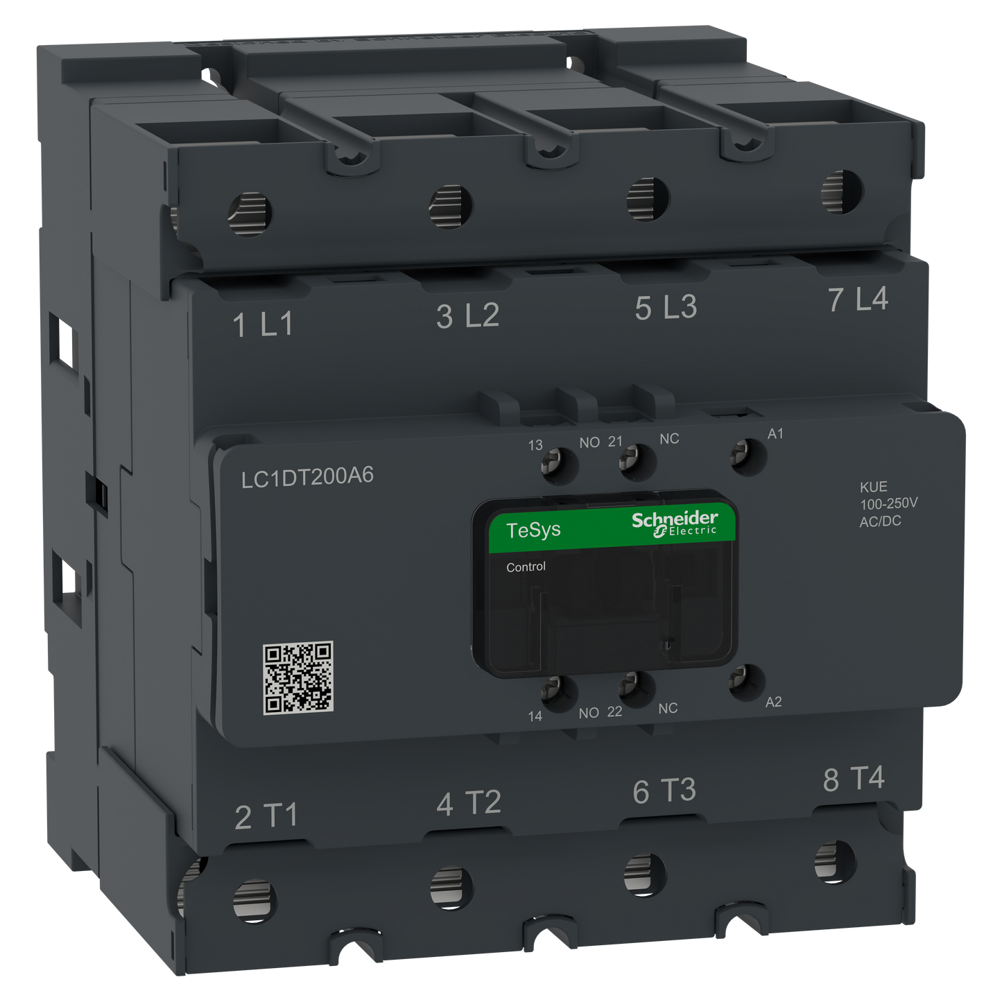 Schneider Electric-LC1DT200A6KUE-TeSys Deca Advanced - CTR Deca Cosse 200A 4P 100-250V ACDC