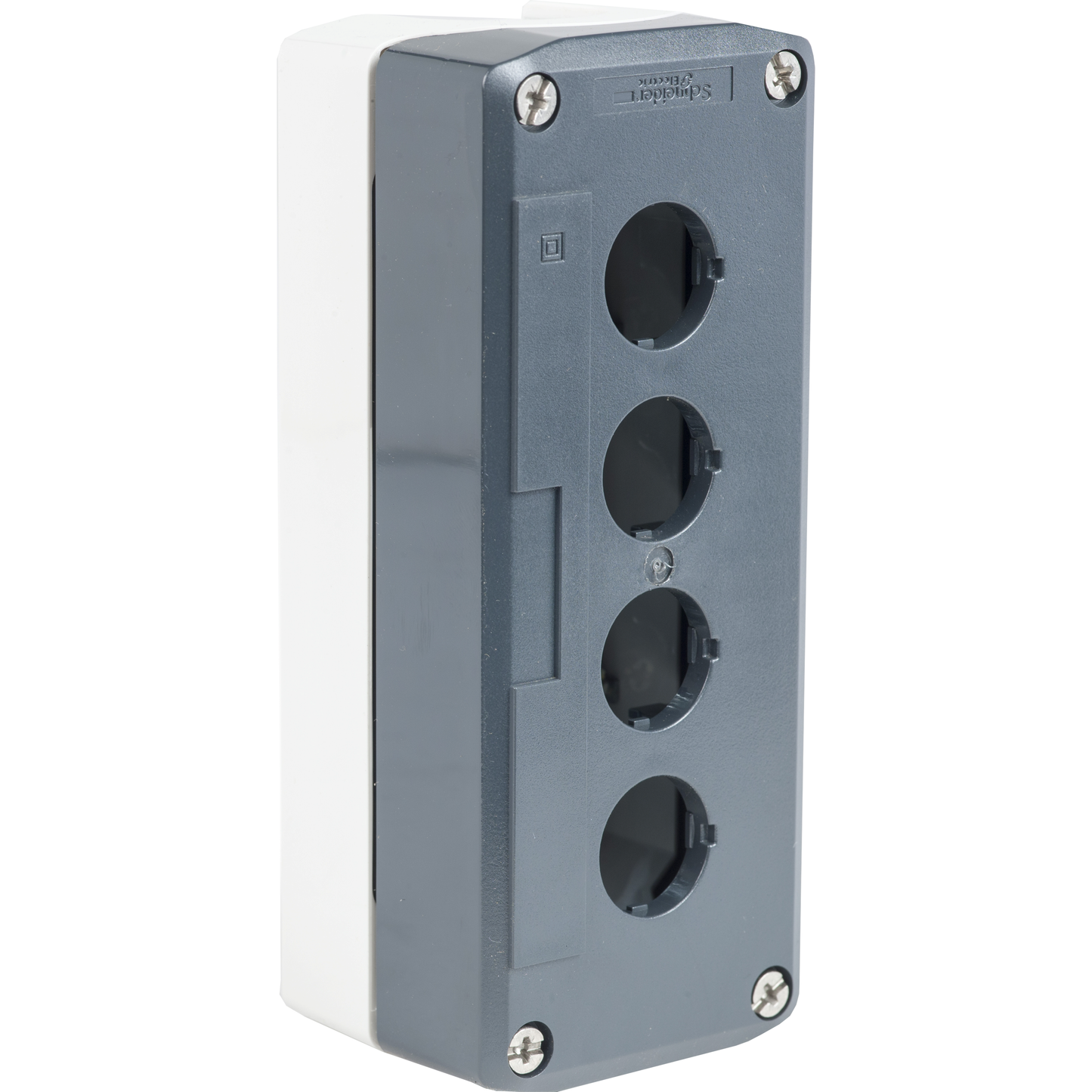 Schneider Electric-XALD04H7-Harmony XAL - boite 4 trous Ø22 - couv gris foncé - fond gris clair - UL/CSA