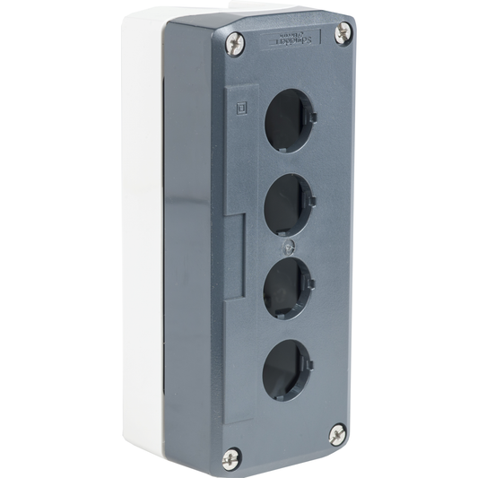 Schneider Electric-XALD04H7-Harmony XAL - boite 4 trous Ø22 - couv gris foncé - fond gris clair - UL/CSA