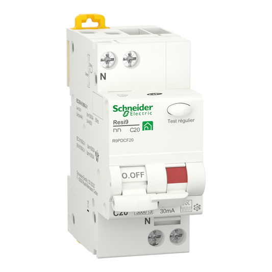 Schneider Electric-R9PDCF20-Resi9 - disjoncteur différentiel - 1P+N - 20A - 30mA - courbe C - type Fsi