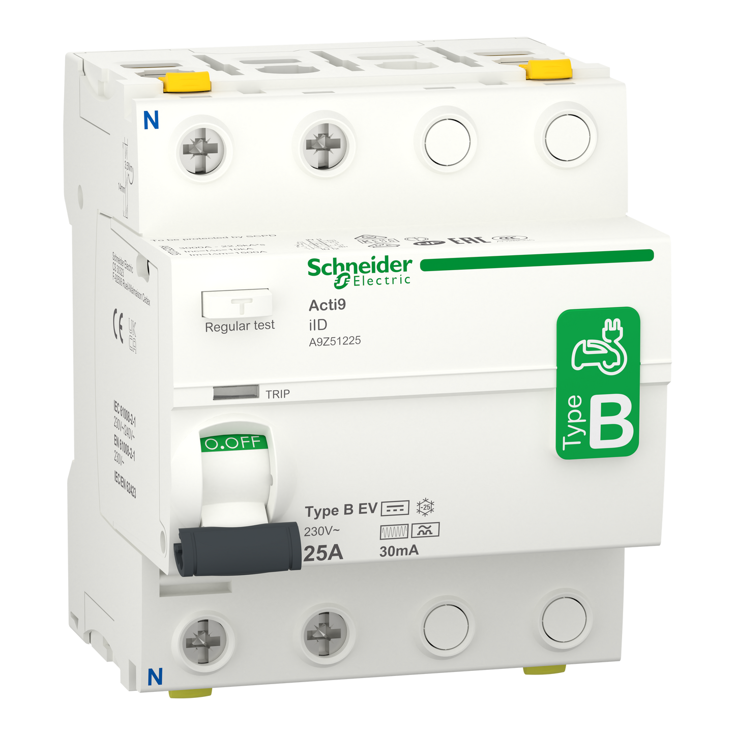 Schneider Electric-A9Z51225-Acti9 iID - interrupteur différentiel - 2P - 25A - 30mA - type B - EV - 230V