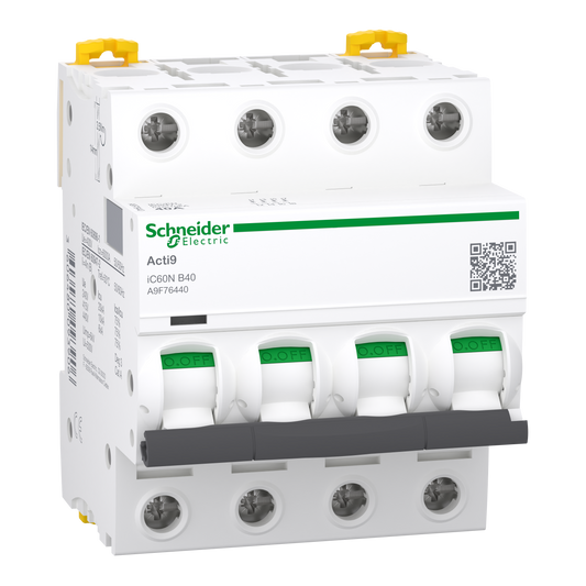Schneider Electric-A9F76440-Acti9 iC60N - Disjoncteur - 4P - 40A - Courbe B - 400Vca - 6000A/10kA
