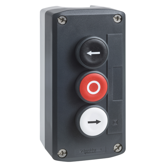 Schneider Electric-XALD334-Harmony boite - 3 boutons poussoirs Ø22 - blanc /rouge /noir