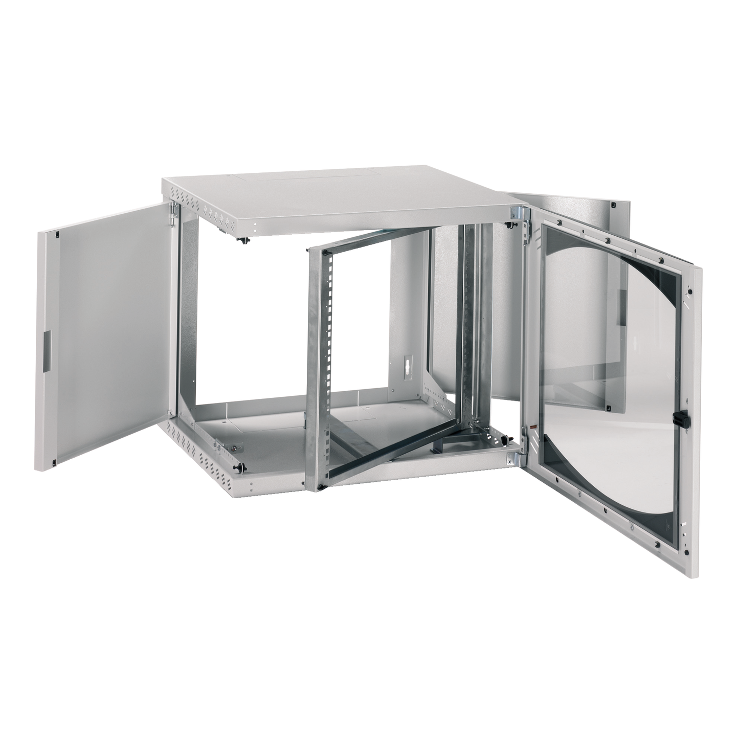 Schneider Electric-NSYOPB18U5P-Actassi Coffret mural OPB 18U L600 P500 châssis pivotant 19P porte vitrée R7035