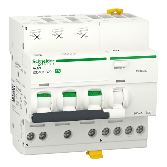 Schneider Electric-A9DS5720-Acti9 iDD40K XA - Disj dif auto/vis - 3P+N - 20A - Crb C - 4500A - 300mA Type AC