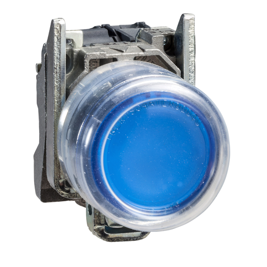 Schneider Electric-XB4BP683B5EX-Harmony XB4 - bouton poussoir lumineux impuls Atx - Ø22 - bleu - 1F - 24V - vis