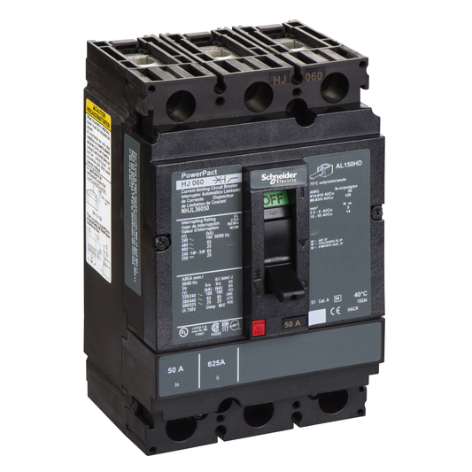 Schneider Electric-NHJL36050-PowerPact H - disjoncteur 150A - avec bornes - 65kA - TMD - 50A - 3P 3d