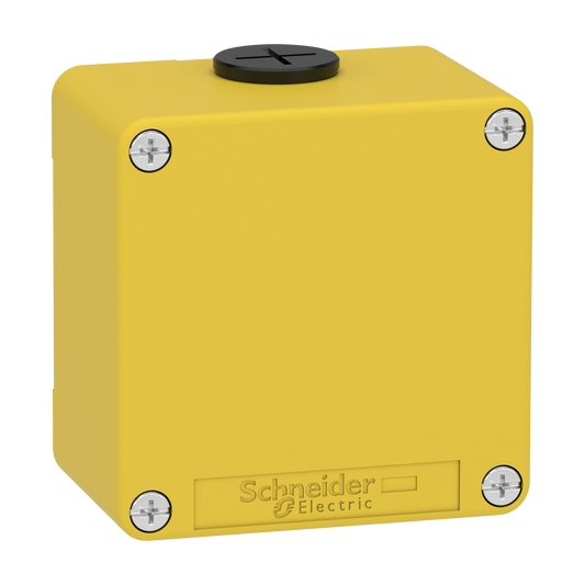 Schneider Electric-XAPK11-Boite métal vide jaune pour arrêts d'urgence M20 non percée 80x80x51,5 UL cULus