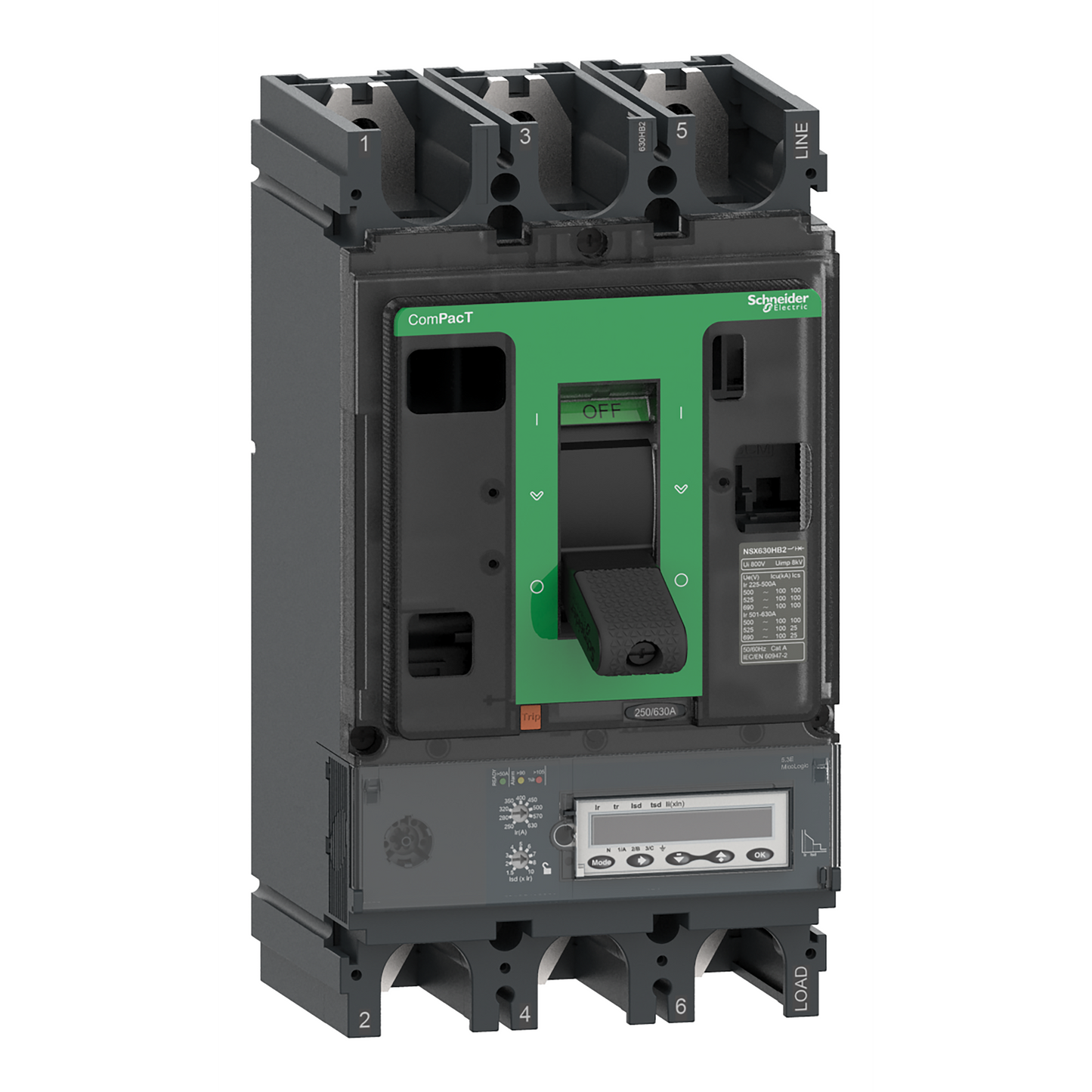 Schneider Electric-C63V35E630-ComPacT NSX630HB1 - Disjoncteur - MicroLogic 5.3E 630A - 3P3D - 75kA - fixe