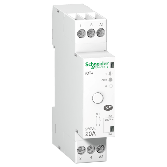 Schneider Electric-A9C15031-Acti9 iCT+HC - Contacteur silencieux à commande manuelle - 1P+N - 20A - 230Vca