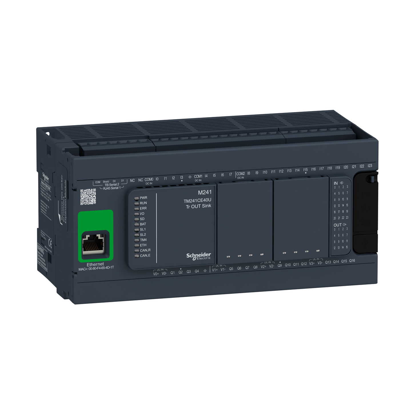 Schneider Electric-TM241CE40U-Modicon M241, contrôleur 40E/S NPN, ports Ethernet+2 série, 24VCC