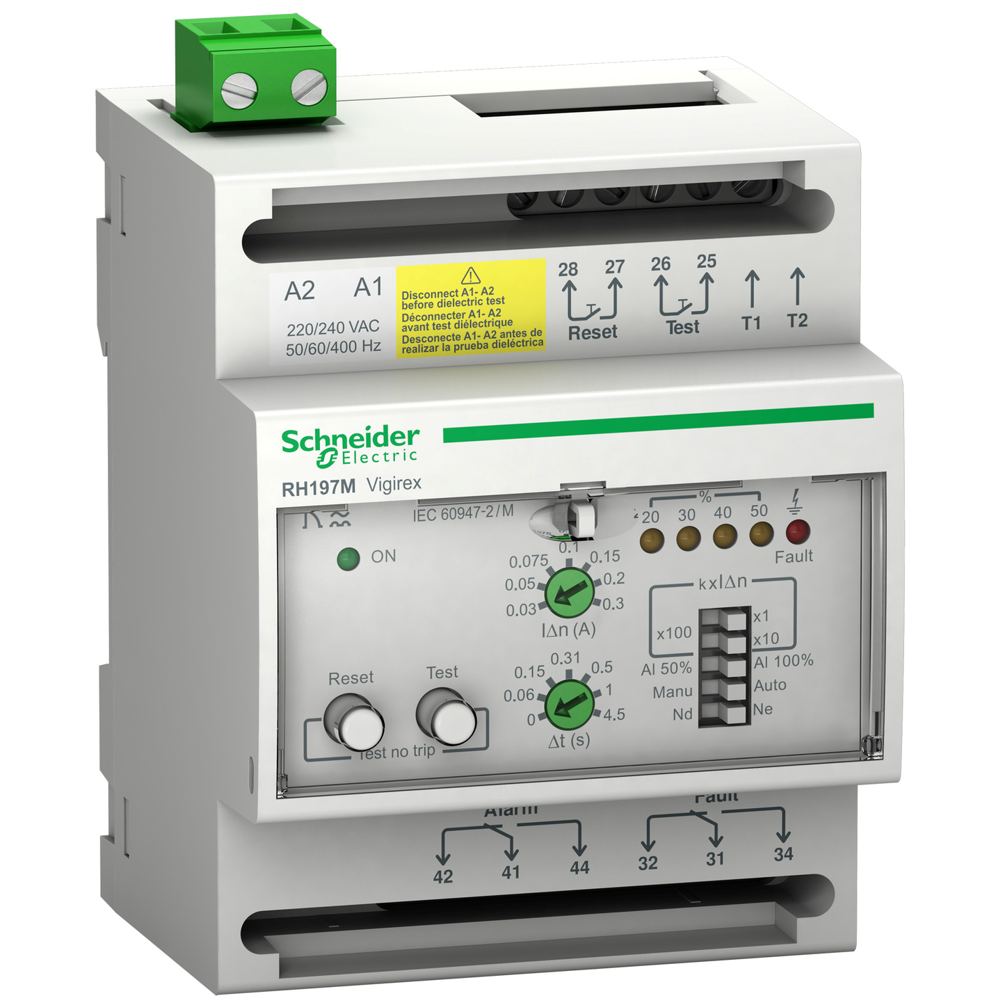 Schneider Electric-56516-Vigirex - relais différentiel RH197M - sensibilité 0,03-30A - 0-4,5s - 130Vca