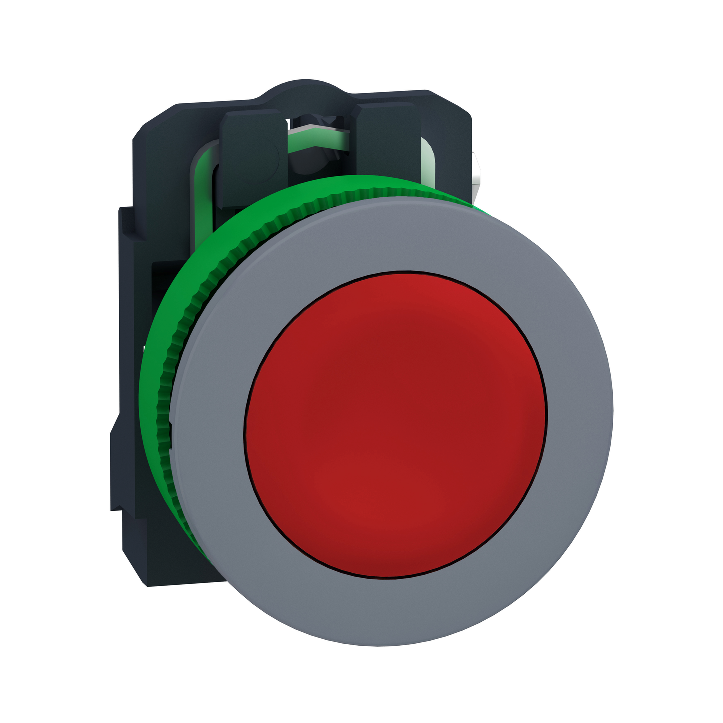 Schneider Electric-XB5FA42C0-Harmony XB5 - bouton poussoir à impulsion - Ø22 - col flush grise - rouge - 1O