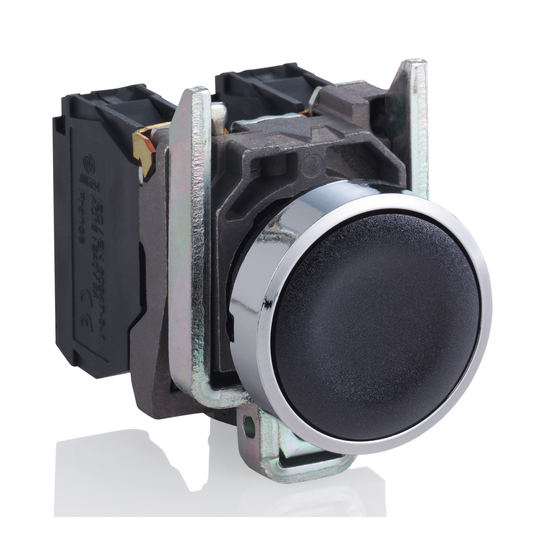 Schneider Electric-XB4BA25-Harmony XB4 - bouton poussoir à impulsion - Ø22 - noir - 1O+1F - vis étrier