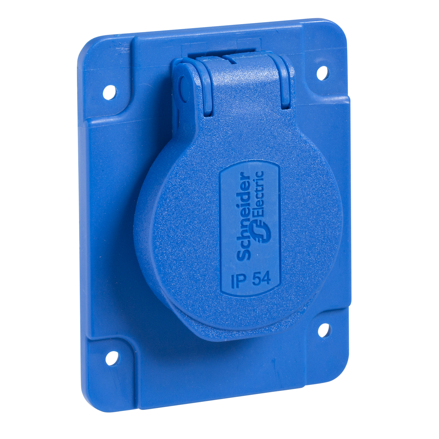 Schneider Electric-PKN61B-Mureva - socle de prise NF 65x85mm - 2P+T 10-16 A - IP54 - connex. arr. - bleu