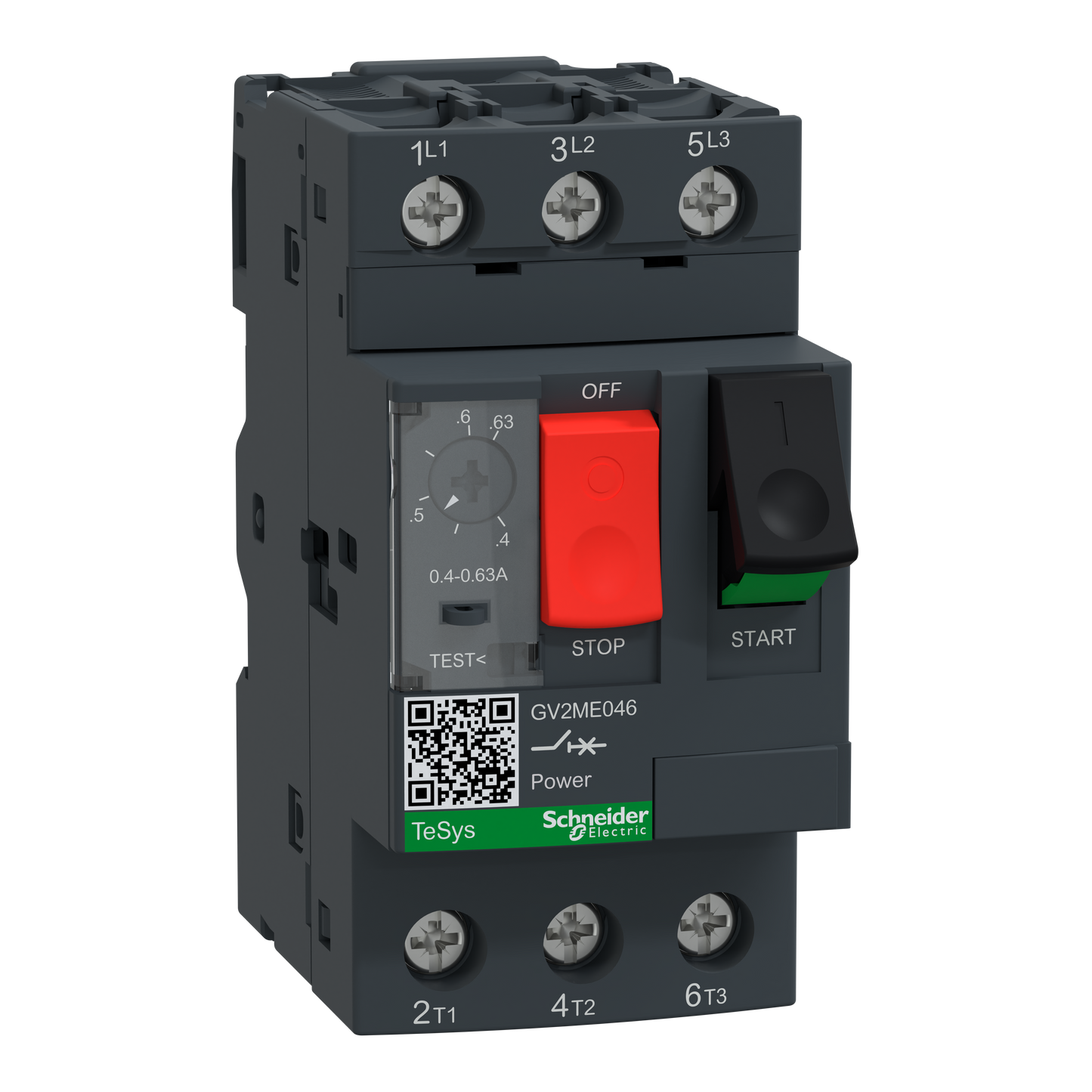 Schneider Electric-GV2ME046-TeSys GV2ME - disj. moteur - 0,4..0,63A - 3P 3d - déclencheur magnéto-thermique