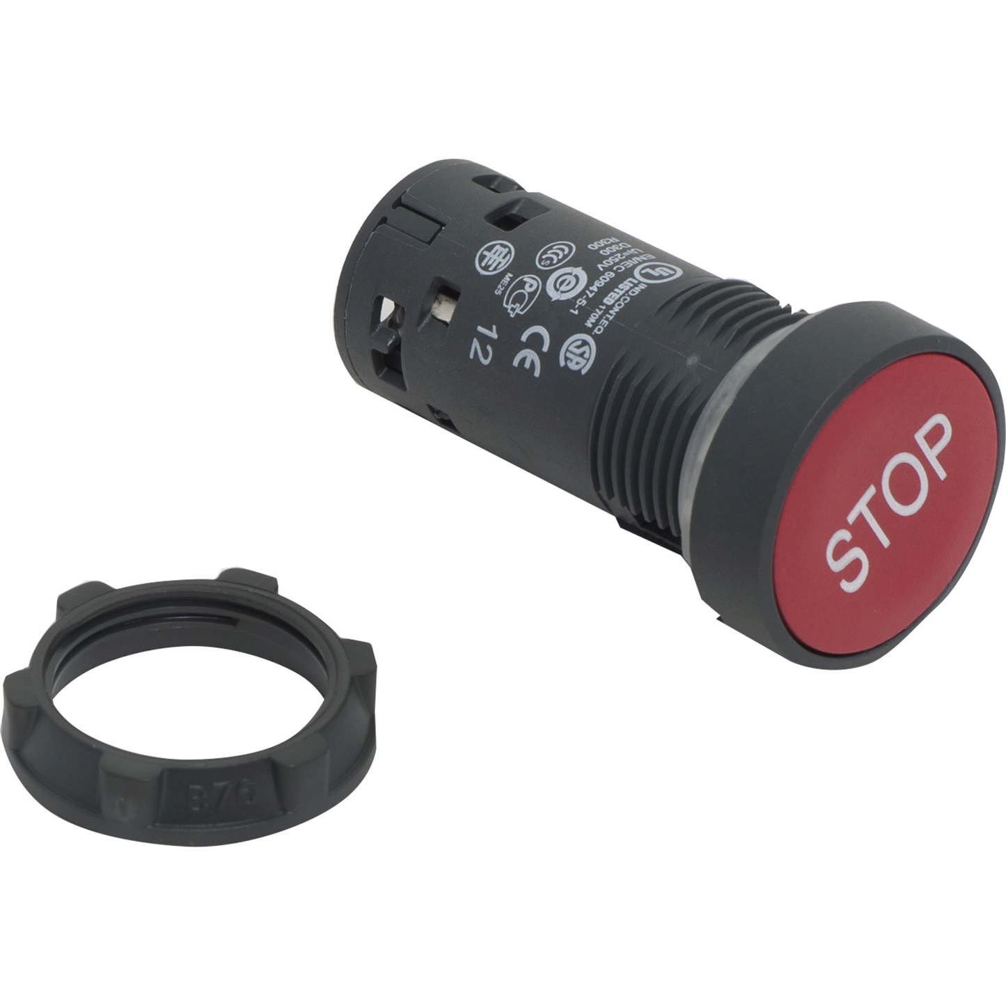 Schneider Electric-XB7NA4234-Harmony bouton-poussoir affleurant - Ø22 - rouge - 1O - blanc STOP