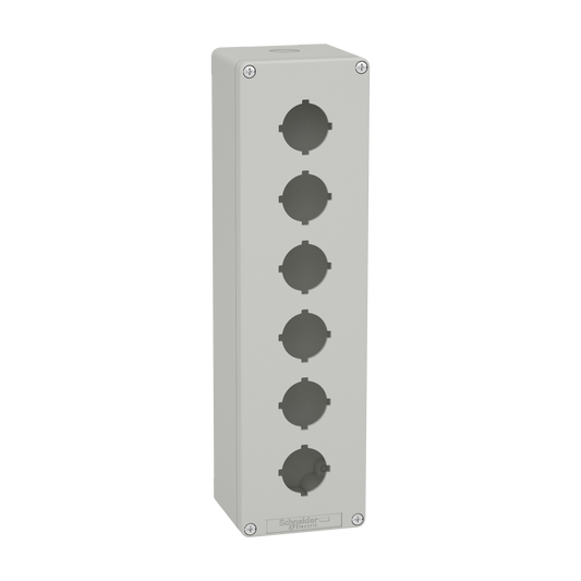 Schneider Electric-XAPD5606-Boite métal vide grise - M32 x1 - 6 trous 30 mm - 85x310x77 mm