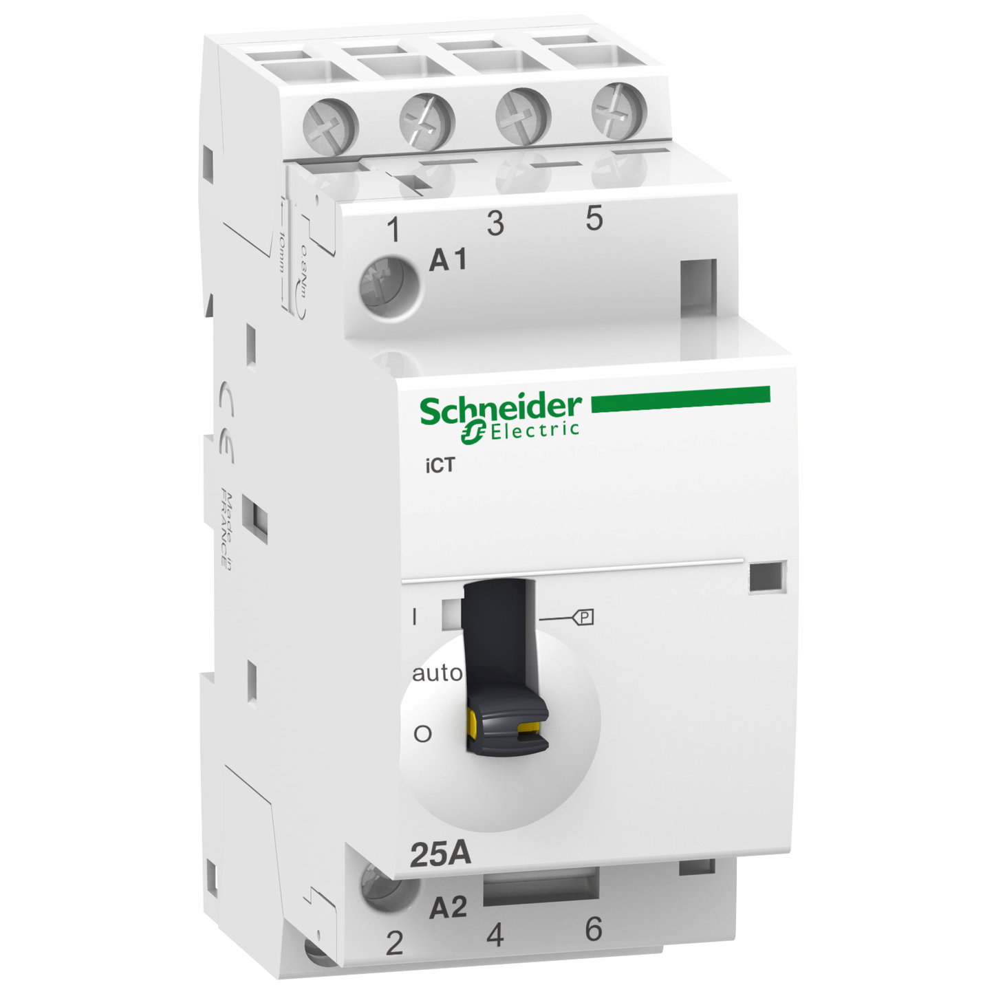 Schneider Electric-A9C21834-Acti9 iCT - Contacteur à commande manuelle - 4P - 25A - 4NO - 220/240Vca - 50Hz