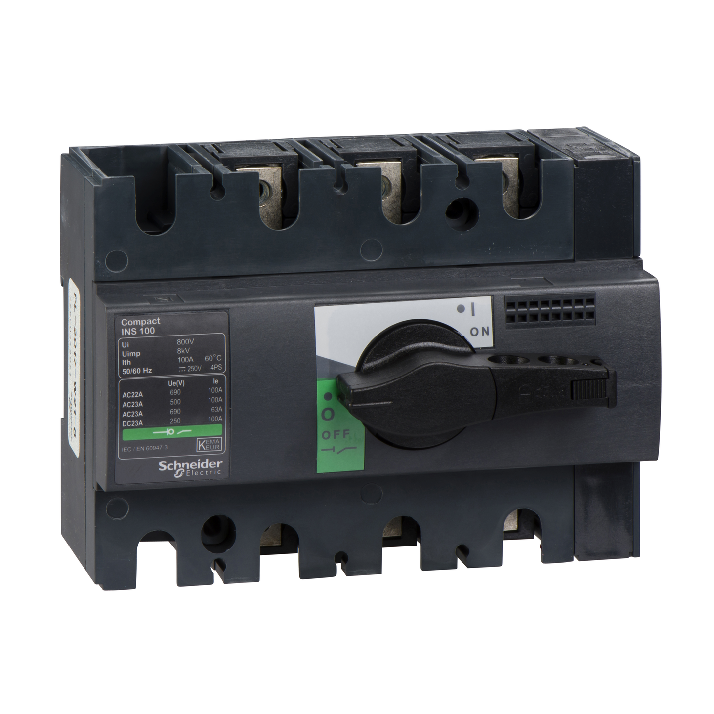 Schneider Electric-28908-ComPacT INS - Interrupteur sectionneur - INS100 3P 100A - poignée noire