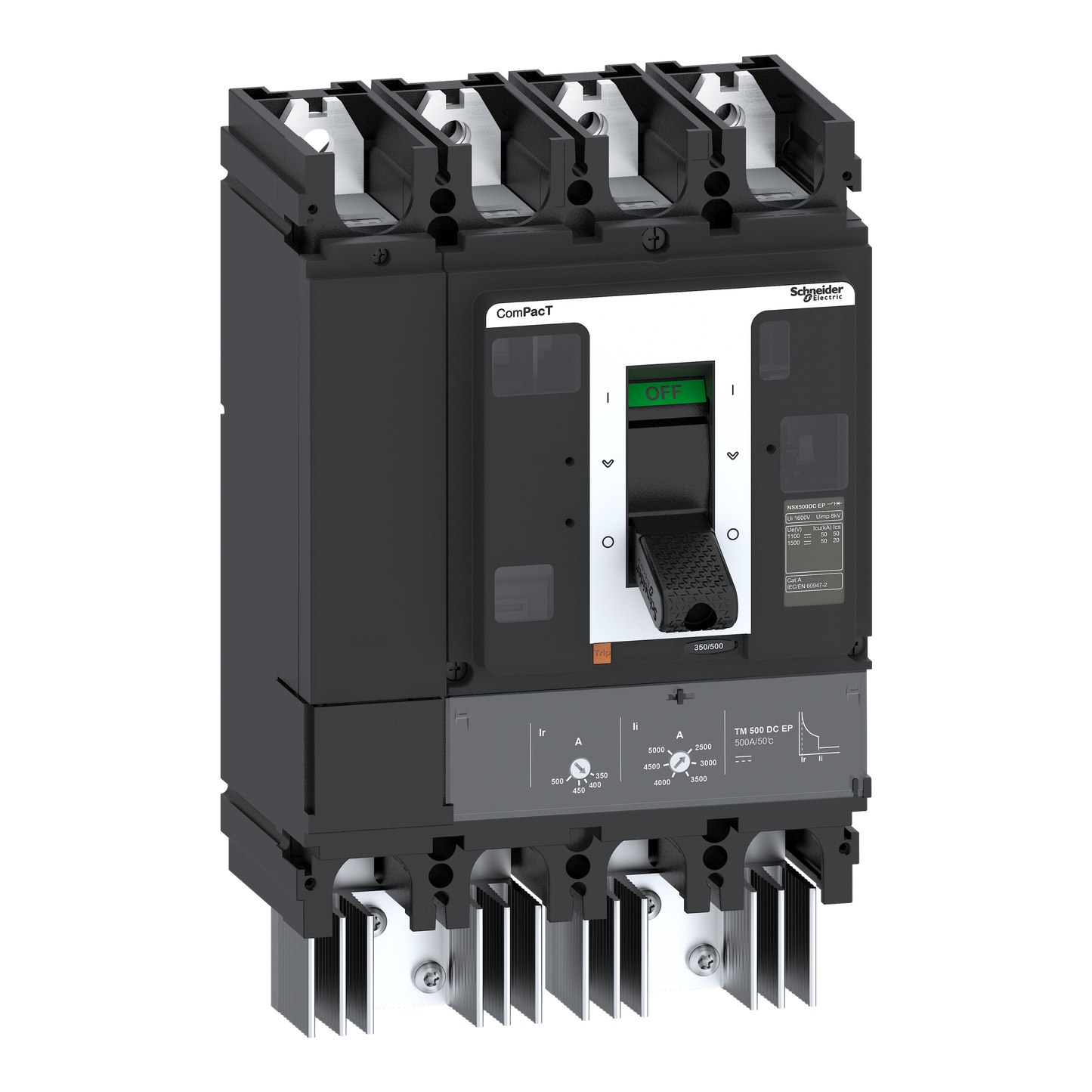 Schneider Electric-C50F4TM500D3-ComPacT NSX500 DC EP - Disjoncteur - TM-DC EP 500A - 4P4D - 50kA - montage fixe