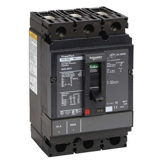 Schneider Electric-NHJL36070-PowerPact H - disjoncteur 150A - avec bornes - 65kA - TMD - 70A - 3P 3d