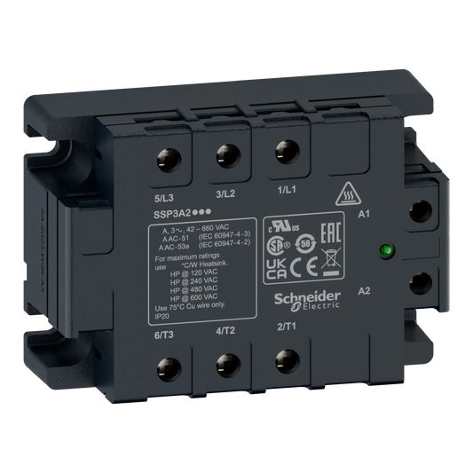 Schneider Electric-SSP3A250BDT-Harmony Relay - 3 phase ssrelais - 660Vca - 50A - 4..32Vcc therma