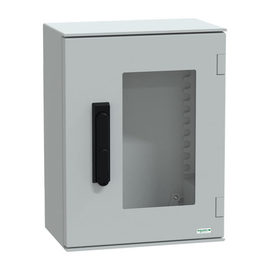 Schneider Electric-NSYPLM43TVG-Thalassa - Coffret 430x330x200 - Porte vitrée serrure 3 pts - IP66 Ral 7035