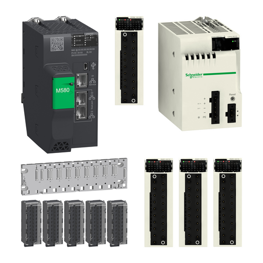 Schneider Electric-MD2M580-Lot M580 1024 E/S TOR 256 E/S ANA 3 ETH Rack 8Pos, Alim 24V 16,8W Born Raccord