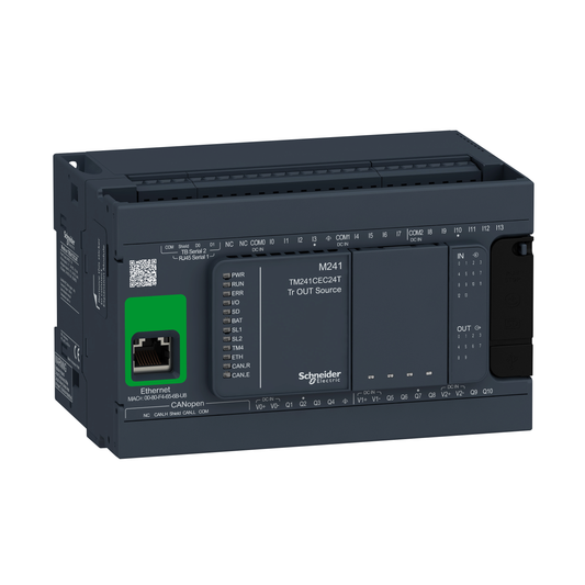 Schneider Electric-TM241CEC24T-Modicon M241, contrôleur 24E/S PNP, ports Ether+CAN+2 série, 24VCC