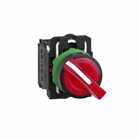 Schneider Electric-XB5AK124B5-Harmony XB5 - bouton à manette lumin - Ø22 - 2 pos fix - rouge - 1O+1F - 24V