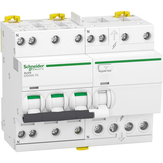 Schneider Electric-A9DX3725-Acti9 iDD40N - Disj dif. tête de grp 3P+N 25A - C - 6000A/10kA - 30mA Type A-SI