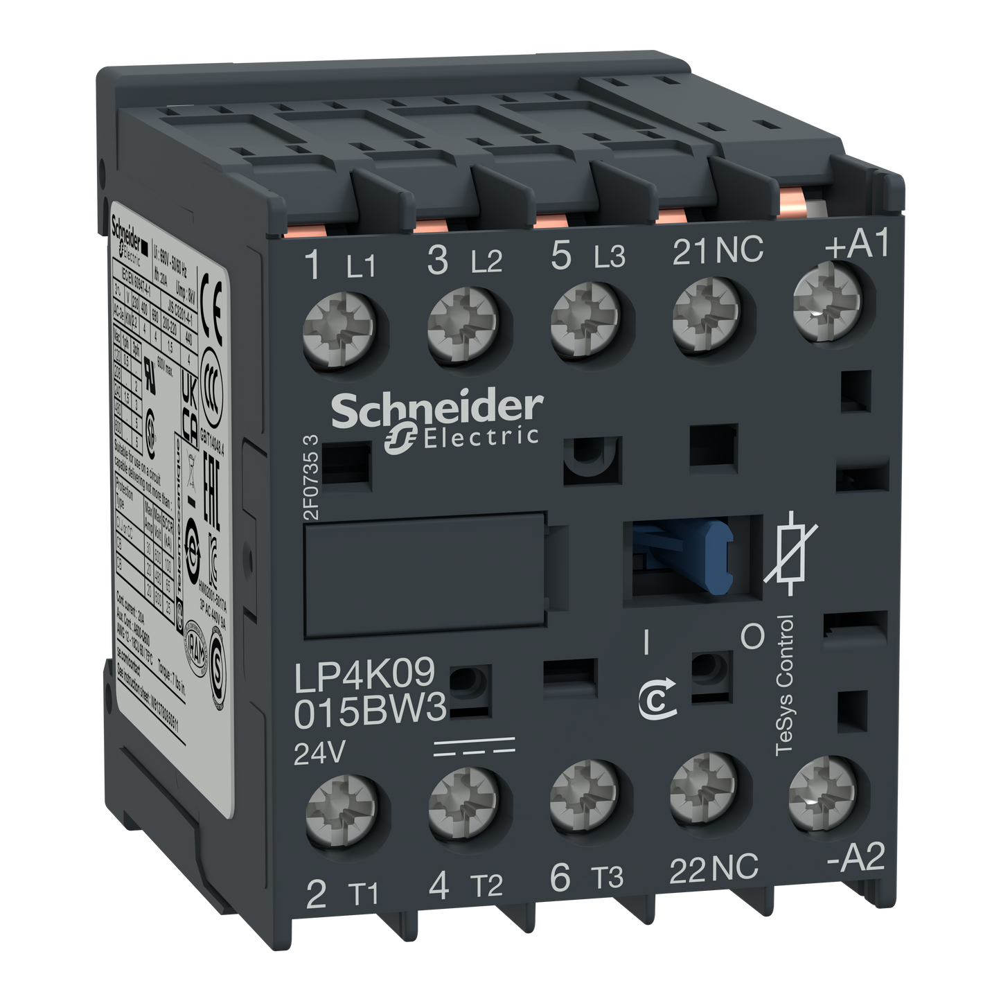 Schneider Electric-LP4K09015BW3-TeSys LP4K - contacteur - 3P - AC-3 440V - 9A - bobine 24Vcc