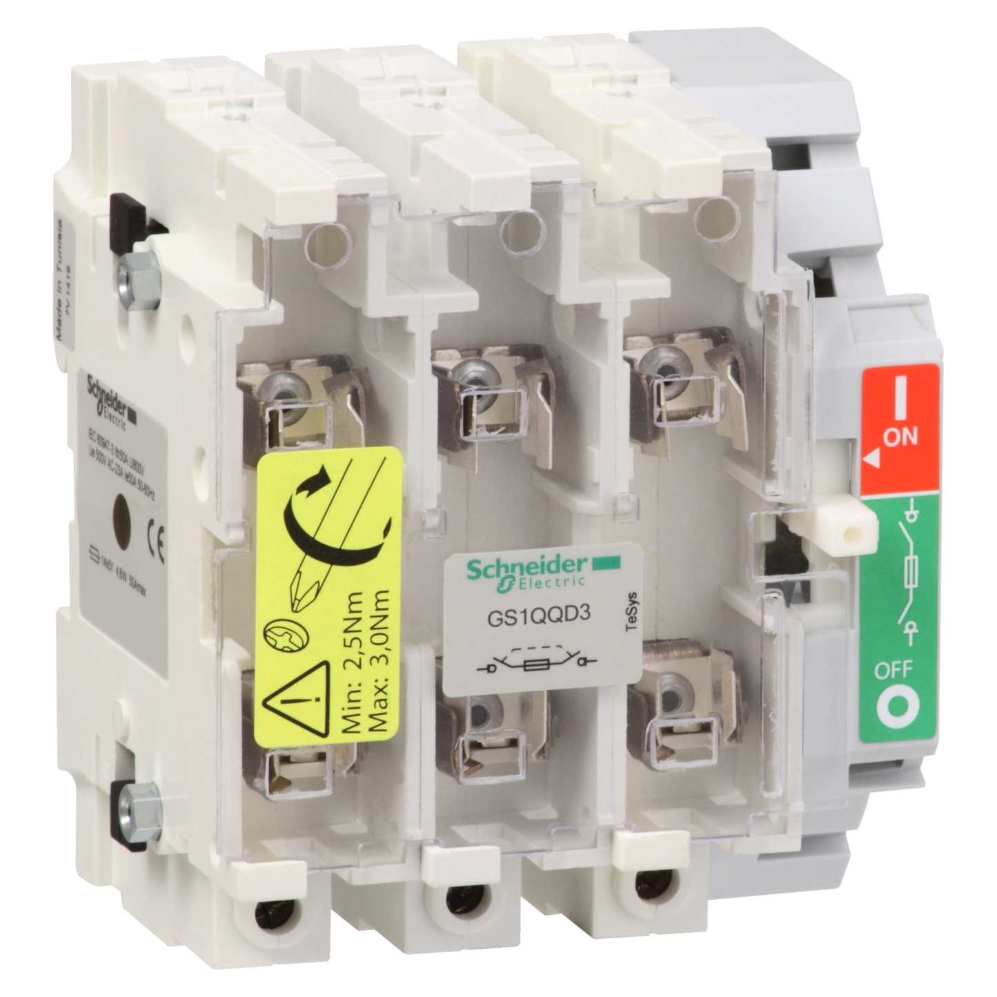 Schneider Electric-GS1QQD3-TeSys GS1 - bloc de base interrupteur-sectionneur fusible - 3P 3F - DIN - 400A