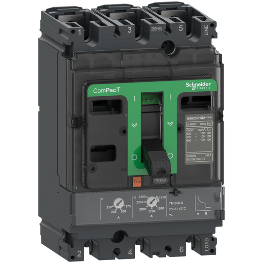 Schneider Electric-C25B3TM200-ComPacT NSX250B - Disjoncteur - TM-D 200A - 3P3D - 25kA - montage fixe