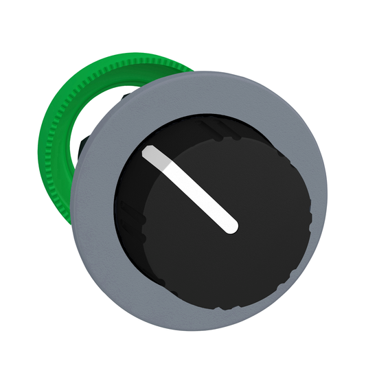 Schneider Electric-ZB5FD29C0-Harmony XB5 - tête bouton à molette - Ø22 - col flush grise - 2 pos fixes - noir