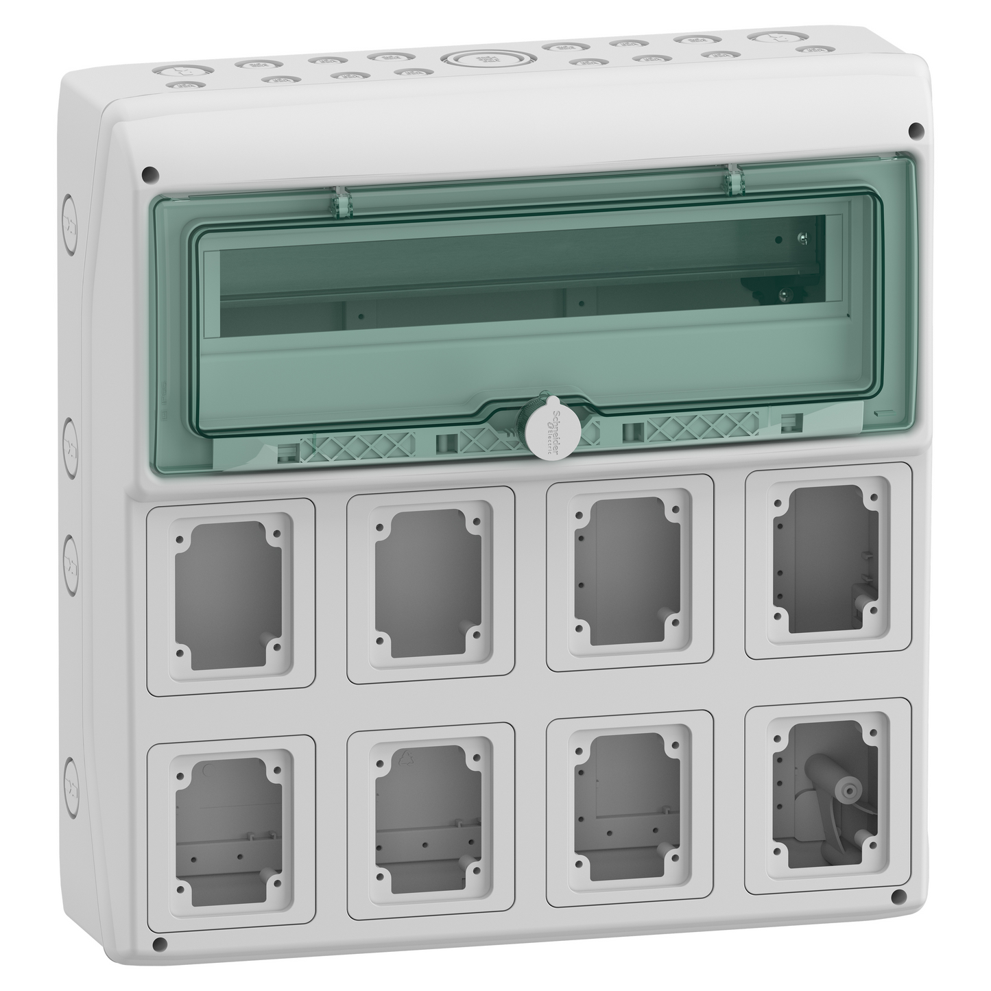 Schneider Electric-13157M-Mureva coffret pour prises IEC 448x460mm 18+1 Modules x 8 Ouvertures 90x100mm