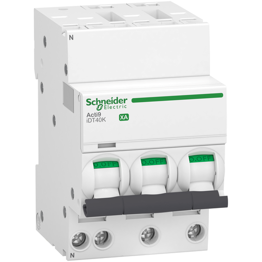 Schneider Electric-A9PK1710-Acti9 iDT40K XA - Disjoncteur modulaire auto/vis - 3P+N - 10A - Courbe C - 4,5kA