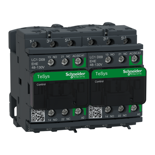 Schneider Electric-LC2D09EHE-TeSys D - contacteur inverseur - 3P(3 NO) - AC3 - <= 440V 9A - 48 à 130Vca-cc