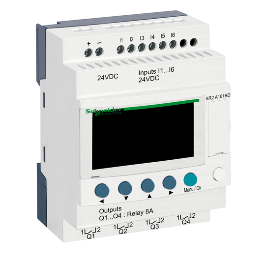 Schneider Electric-SR2A101BD-Zelio Logic - relais intelligent compact - 10 E/S 24Vcc - ss horloge - affichage