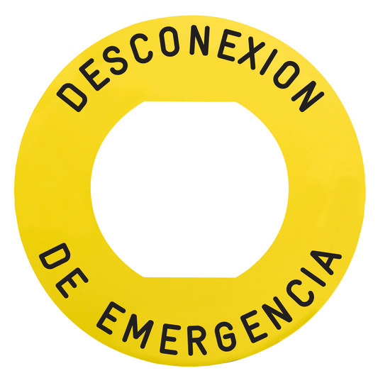 Schneider Electric-ZBY9460M-Harmony - étiquet plate - jaune - 'DESCONEXION DE EMERGENCIA' - Ø60 - pr ZBZ1605