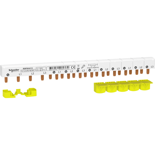 Schneider Electric-R9PXH413-Resi9 - peigne monobloc - 3P+N - 63A - 13 modules - cache dents 5M