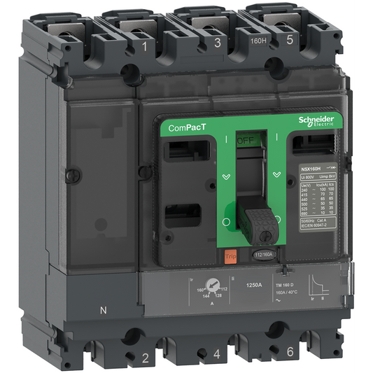 Schneider Electric-C10R4TM063-ComPacT NSX100R - Disjoncteur - TM-D 63A - 4P4D - 200kA - montage fixe
